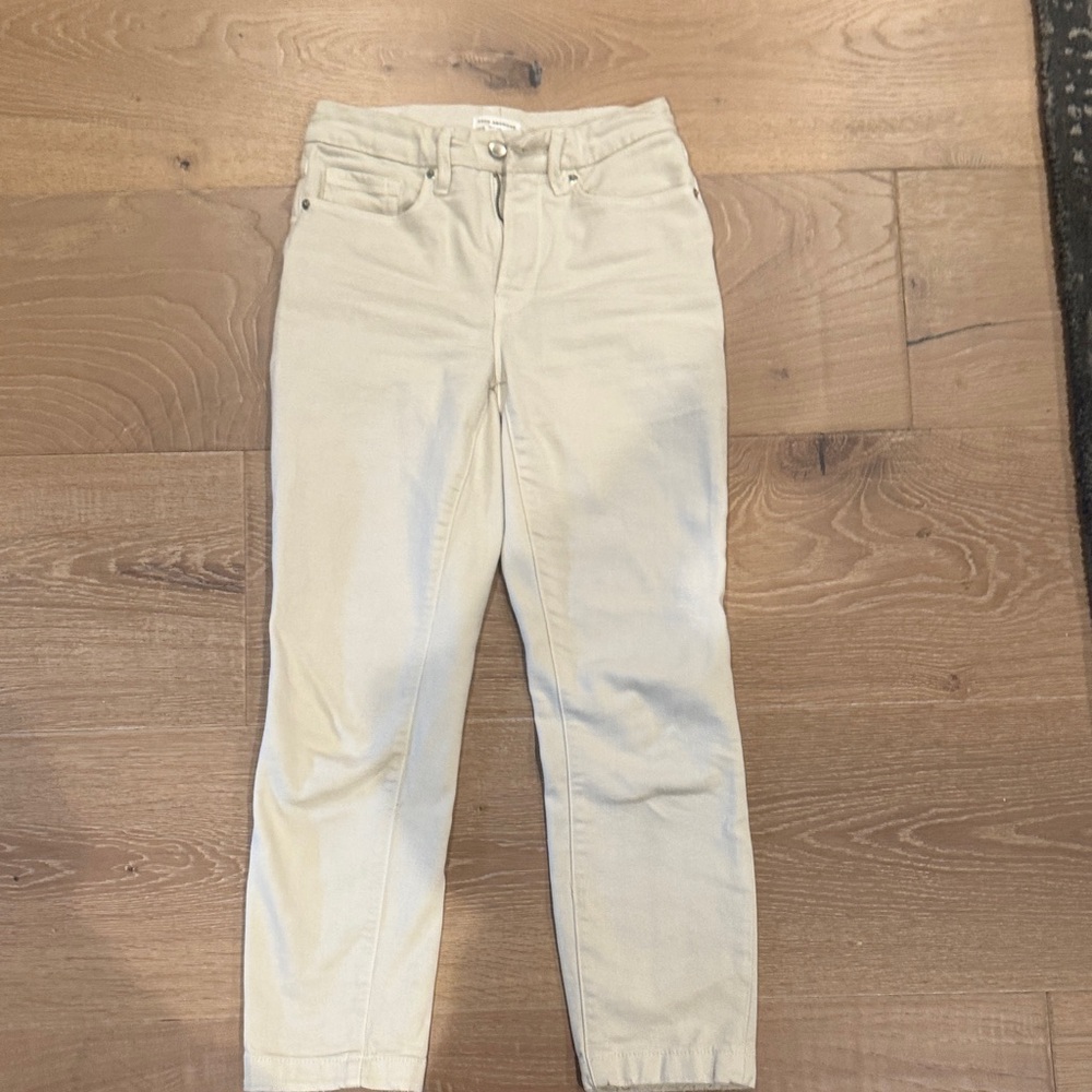 Good American Cream Ankle Jeans